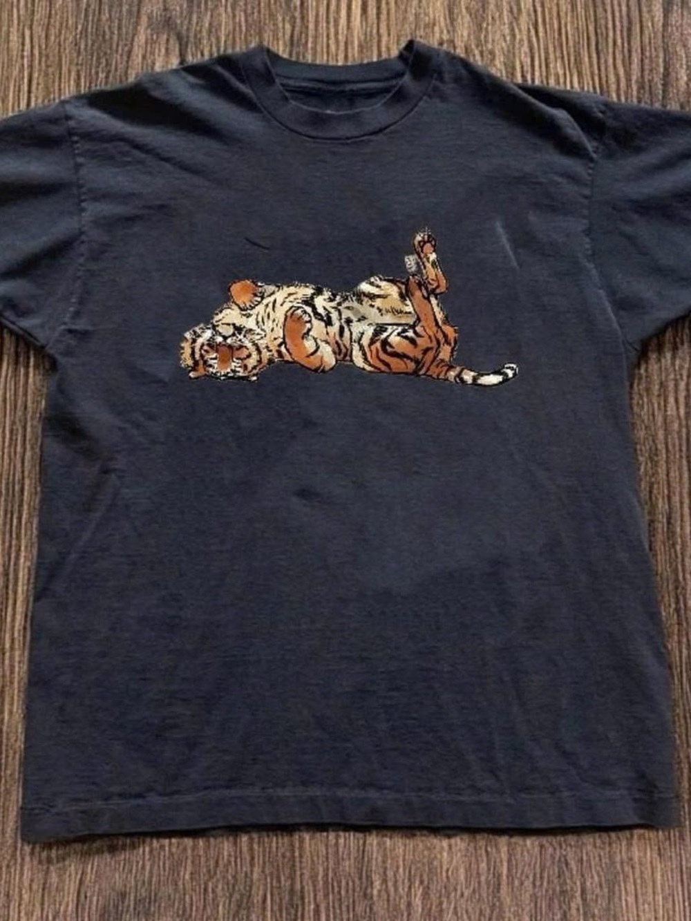 Gildan Black Tee with Reclining Tiger Graphic